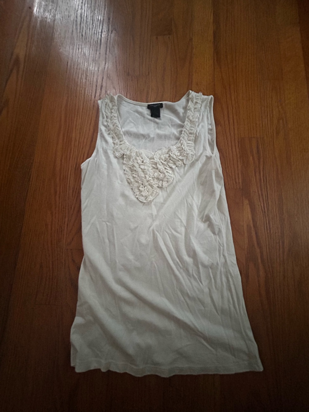 Ann Taylor Cream Ruffle-Detail Sleeveless Camisole